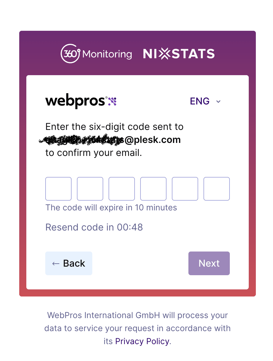 OTP code form